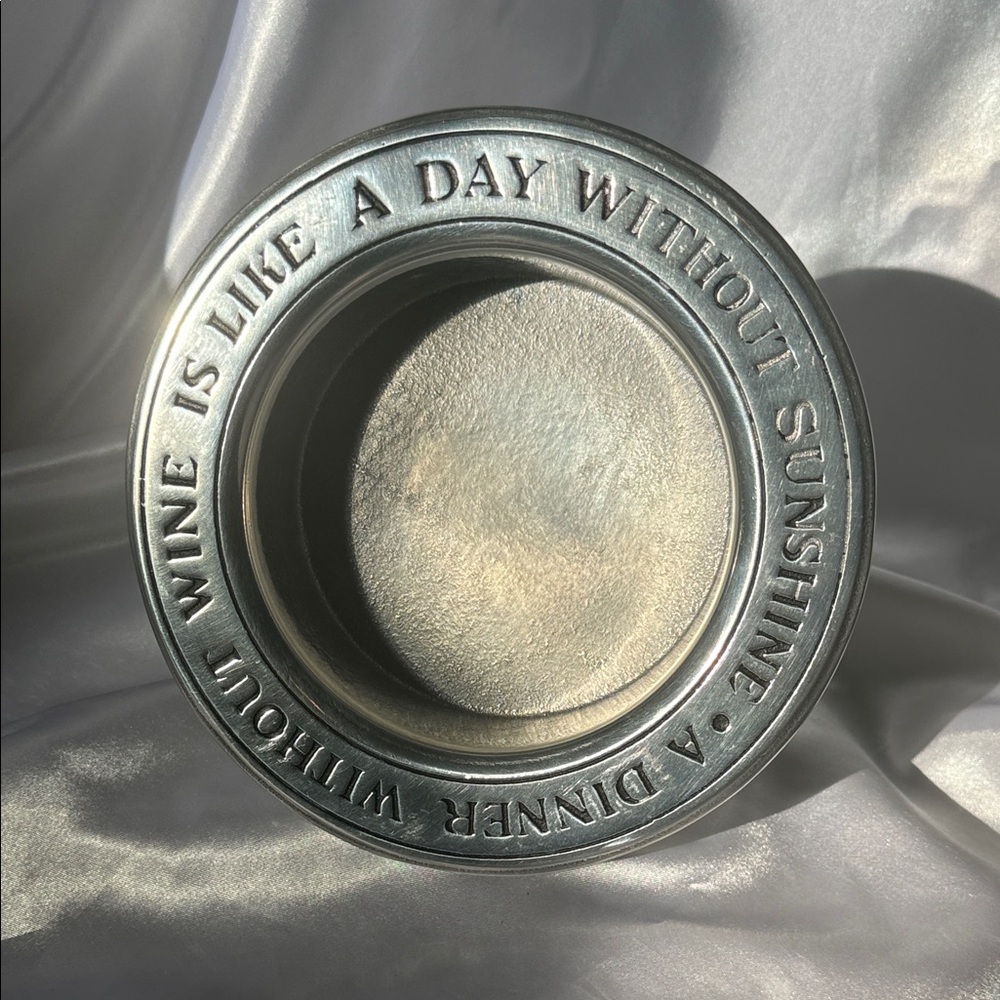VINTAGE WILTON PEWTER WINE BOTTLE COASTER HOLDER